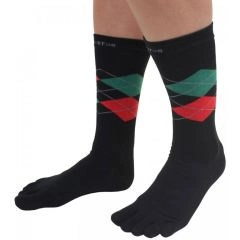 Sort Tåsokker, TOETOE Men Argyle - Str. 41-48 - ToeToe mid-calf tåsokker