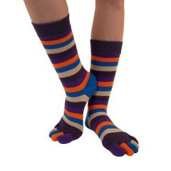 TOETOE tåsokker med striber, Midnight, str. 35-46 - Basis tåsokker